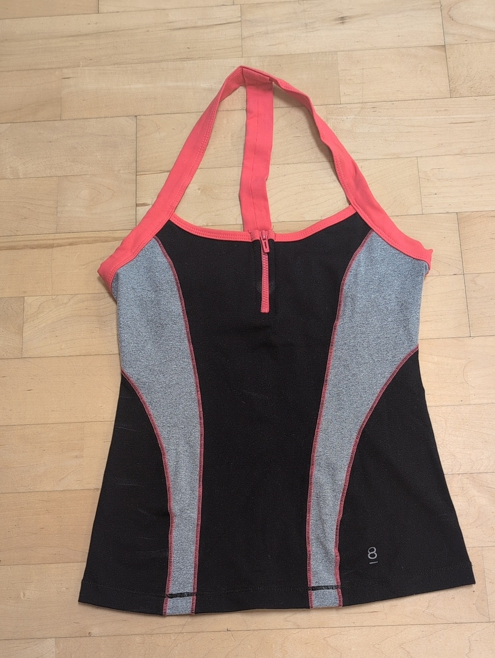 PH8 Color Block Tank Top Black & Bright Coral XS